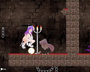 Futa hentai gameplay with an angel-themed video game