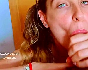 Green-Eyed Stepsister Gives Intense Deepthroat Blowjob