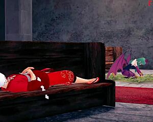 Morrigan Hates It First Then Fucks Hard in Halloween Special on Sheer FantasyKing3!