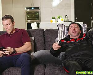 hey, pervy is vibing her clit as stepsons licks