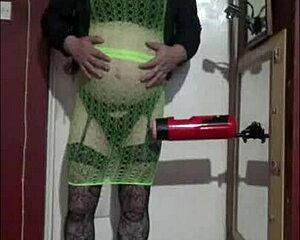 Shy crossdresser's wild machine masturbation session: Part 4