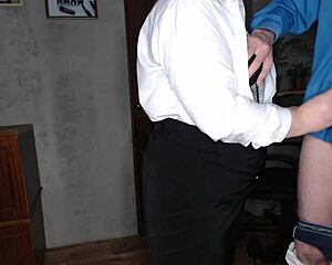 Slutty Secretary Jerks Off Boss's Big Cock Now!