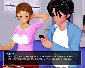 Hot redhead MILF gets her ass spanked in this hentai game video