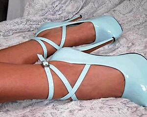 Pornstar Adriana Chechik gives POV blowjob in leggings and nylon, swallowing eagerly.