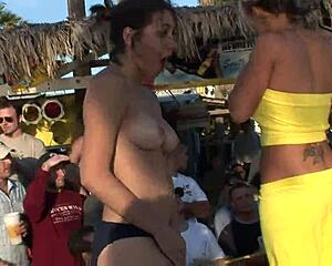coeds strip down for a wild daytime contest in public