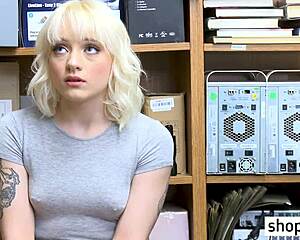 Hot blonde teen busted by bad policeman at work