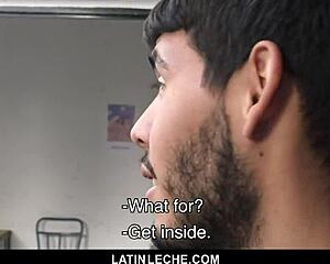 Latino Boy Covered in Cum by Four Hung Studs