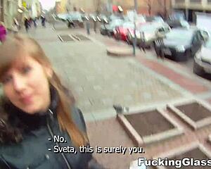 Wannabe Model Alice Gets Fucked While Wearing Glasses, Cumshot on Shaved Pussy