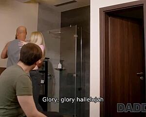 young girl recovers with daddy in hotel room