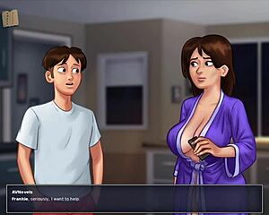 summertime saga 4: peeking at sexy jamie bathing in the shower with her small tits on display