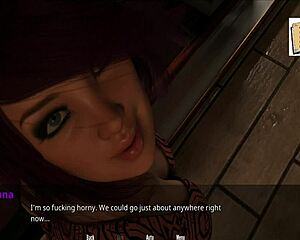 Beautiful pink-haired MILF in adult visual novel-style video