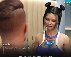 busty babe gives handjob in college shower