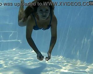 Irina Cage is a blonde beauty who enjoys skinny dipping in the pool