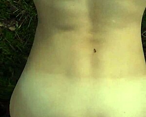 Perfect body girl enjoys outdoor fun with a messy finish