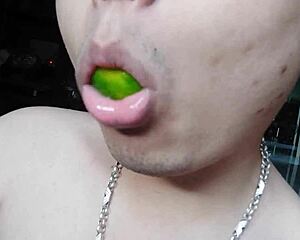 She Casually Licks During Masturbation