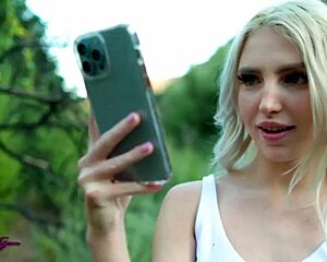 petite britt blair catches destiny 18+ cruz masturbating outside