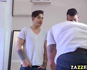 horny christen courtney jerks two big cocks