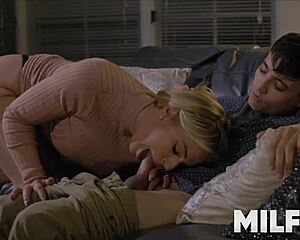 Mom-in-law seduces young stepdaughter's boyfriend in lingerie