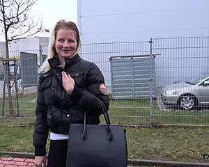 blonde czech amateur rides hard on van backseat