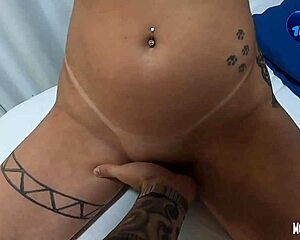 Redhead gets her pierced nipples sucked by a gay