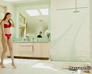 yo, oily shower fuck with teen redhead masseuse!