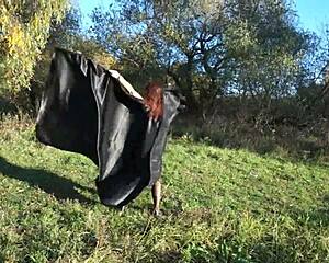 Mature Dancer In Lingerie Teases With Natural Tits Outdoors