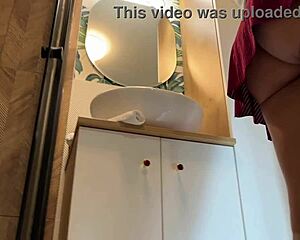 Hot Redhead Girlfriend Flashes Tight Pussy In Bathroom Miniskirt!