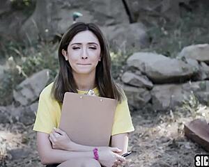 Petite Nymphomaniac Teen Sucks A Dirty Guy's Big Cock!