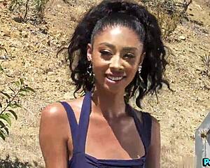 Pretty slim black girl Jada Doll has sex with a strange man