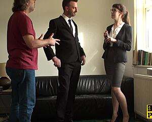 Submissive UK realtor swallows cock ass to mouth