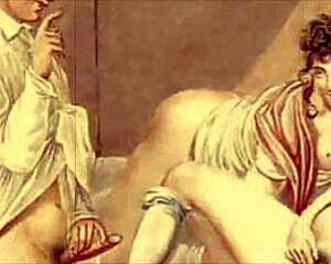 Vintage erotic illustration from retro anime hentai collection