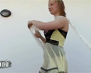 Teen Babe With Big Tits Sucks Cock Outdoors For Cumshot In Casting