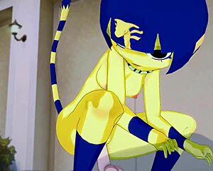 Beautiful anime model has great sex in the bedroom with a 3D POV video