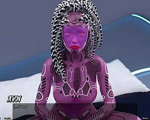 Stranded in space, astronaut meets robot Paige in cute outfit