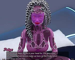 Stranded in space, astronaut meets robot Paige in cute outfit