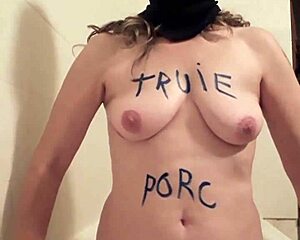 french slut in self-humiliation bdsm session with uro 😈