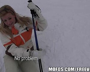 I paid this busty blonde skier to strip and bang at the lodge.