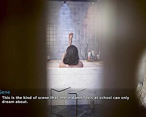 Oh wow, peeping on that sexy milf in the bath with big tits and ass!