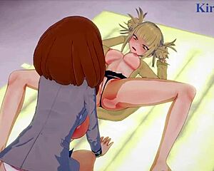 himiko toga in ochako uraraka se lotita intenzivne lezbične akcije.