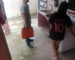Married housewife pays young mechanic for sensual treats