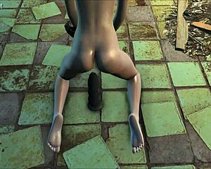Blonde teen 18+ in Fallout 4 Katsu sex adventure chap 14 using dildo for masturbation