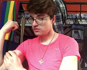 Niko Springs strip teases and shows big cock casually