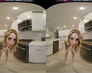 Hot blonde Ailee Anne enjoys kitchen time