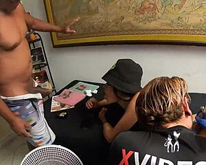 paying for a blowjob while getting inked - mirella montana