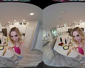 Hot blonde Ailee Anne enjoys kitchen time