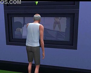 Grandfather visits the bride during wedding preparations