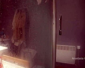 Stepmom came to his bathroom, started jerking, she loves watching, my pervert family