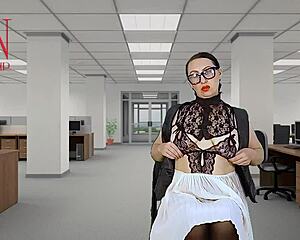 Naked secretary seduces boss in the office