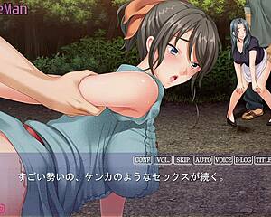 Жена стонет сквозь стену пока Хирото кремпайит её на улице