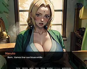 Tsunade's big tits bounce while riding in Hokage's life